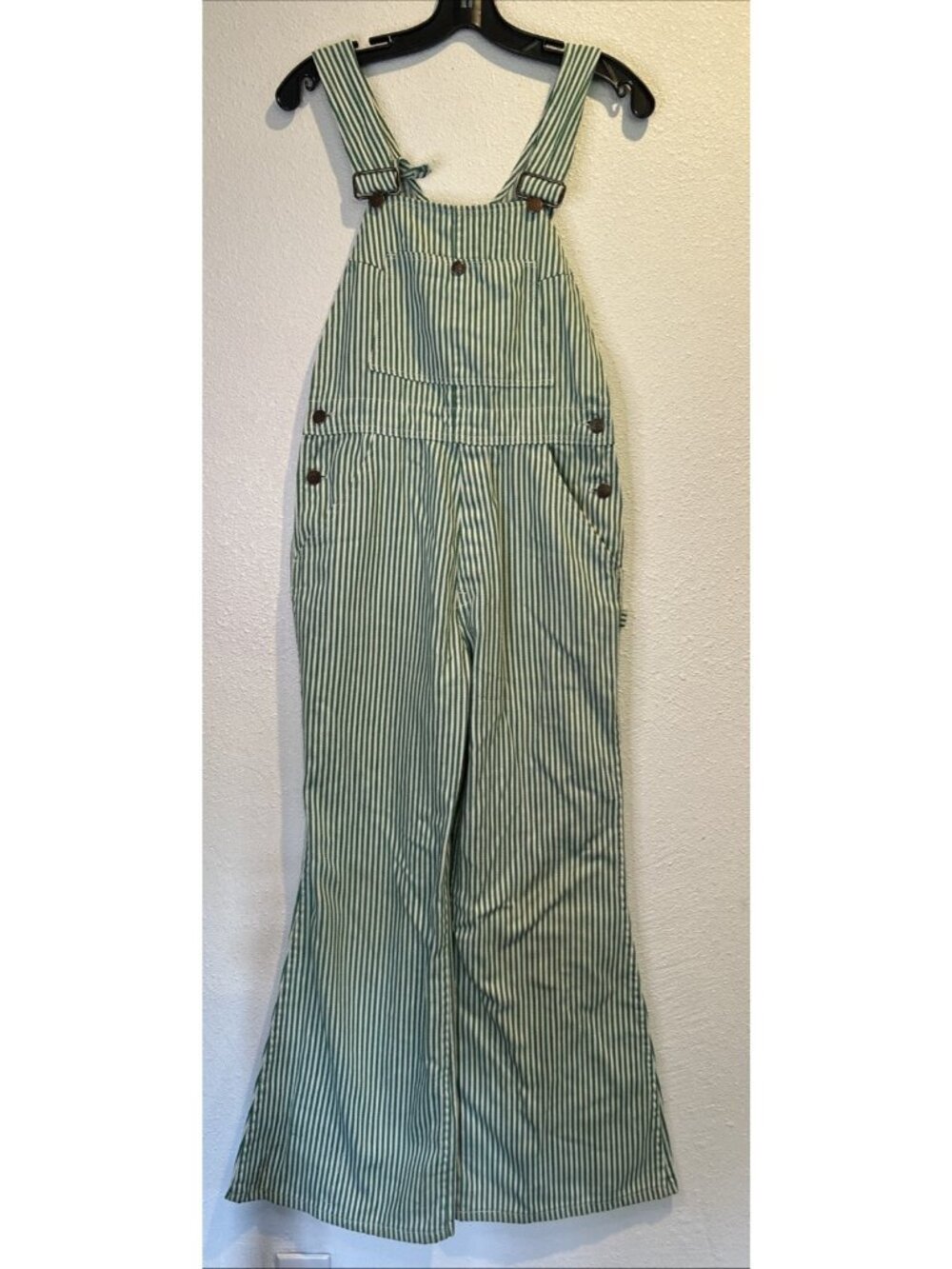 Vintage Sears JR Bazaar GREEN Hickory Stripe Bib Overalls SIZE 11 RARE Gardening
